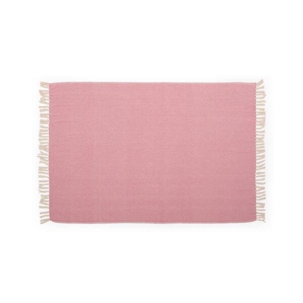 Noble House Bicknell Pink and Natural Fabric Throw Blanket