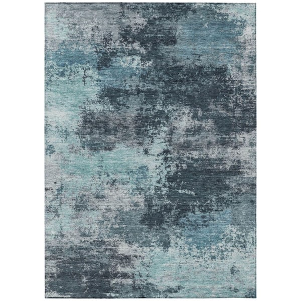 Chantille Machine Washable Indoor/Outdoor Abstract ACN2065 Teal 8 ft. x 10 ft. Area Rug