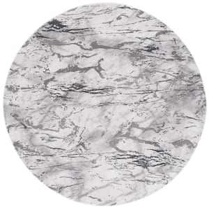 Craft Light Gray/Gray 7 ft. x 7 ft. Abstract Marble Round Area Rug