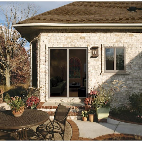 72 in. x 80 in. V-4500 Contemporary Desert Sand Vinyl Right-Hand Full Lite Sliding Patio Door