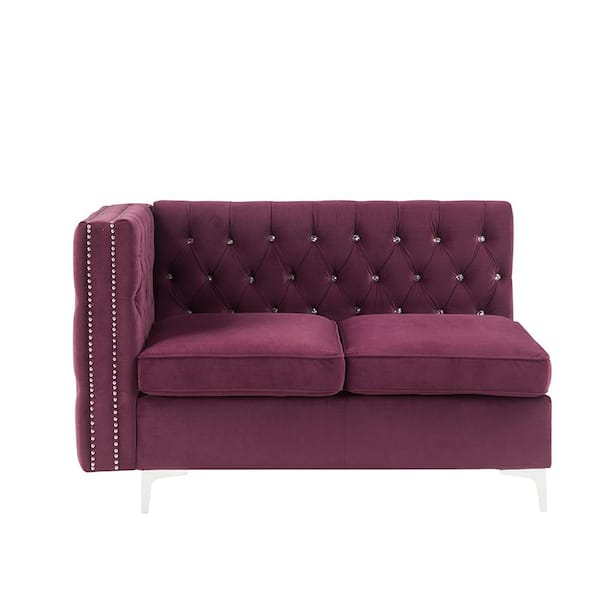 Acme Furniture Jaszira Burgundy Velvet Arm 57330 - The Home Depot