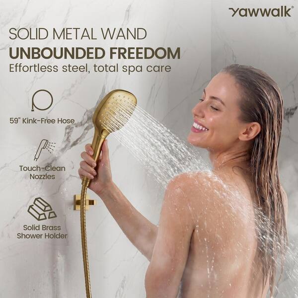YAWWALK 2-Handles 4-Spray Shower Faucet 2.5 GPM with 10 in