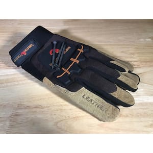 Large Heavy-Duty Magnetic Glove with Leather Palm and Touchscreen Technology