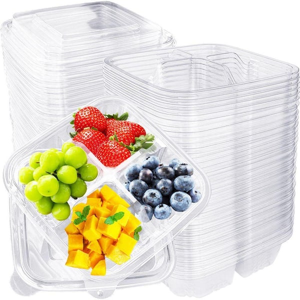 Anqtovp Plastic 4-Compartment Meal Prep Lunch Containers with Lids