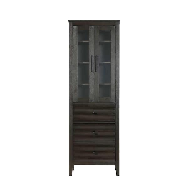 24 in. W x 18 in. D x 72 in. H Brown Freestanding Linen Cabinet