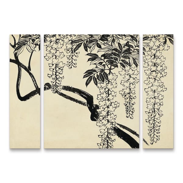 Trademark Fine Art Unknown Japanese Wisteria I B 3-Piece Panel Set Unframed Photography Wall Art 24 in. x 32 in