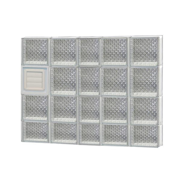 Clearly Secure 36.75 in. x 29 in. x 3.125 in. Frameless Diamond Pattern Glass Block Window with Dryer Vent