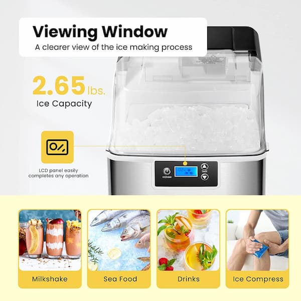 Costway 18 in. 29 lb. Nugget Portable Ice Maker Machine Countertop Chewable  Ice Maker Self-Cleaning N4-AH-10N0DU1-SL - The Home Depot