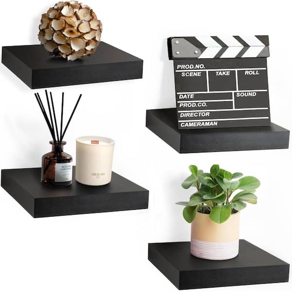 Sorbus Floating Shelves, 9.25 in. x 9.25 in. Black Decorative Wall Shelves