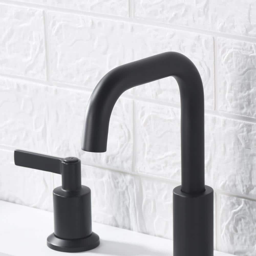 Matte Black Brass 2-Handle Widespread Bathroom Faucet