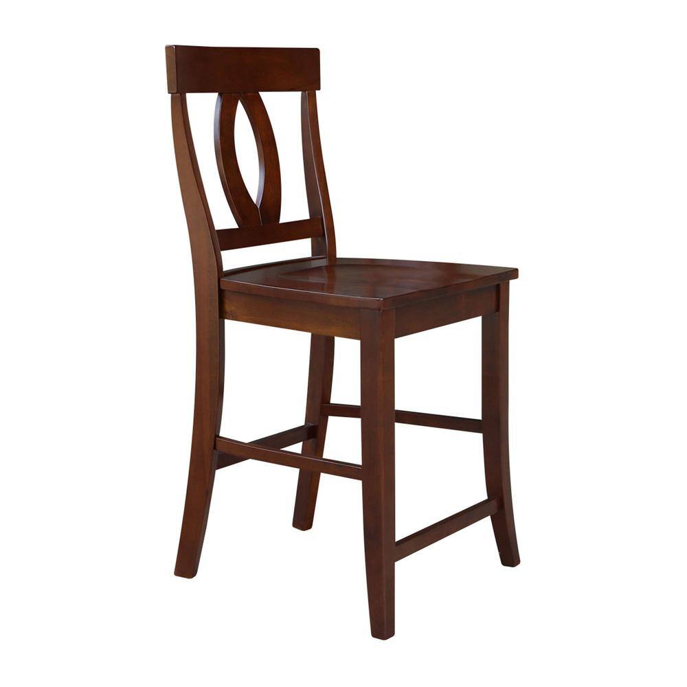 Elegant Roma Solid Hardwood Counter Height Barstool in Espresso