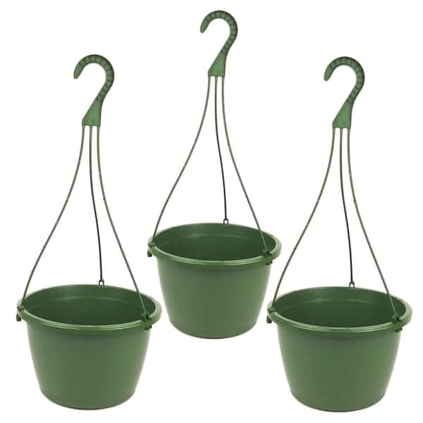 TEKU 10 in. Plastic Hanging Basket Green (Box of 3)
