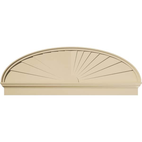 Ekena Millwork 62-in W x 22-3/8-in H x 2-3/4-in P Elliptical Sunburst Signature Urethane Combination Pediment, Primed Tan