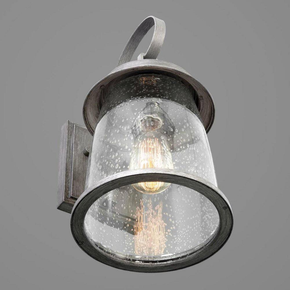 Antique Pewter 16" Outdoor Wall Sconce with Seeded Glass