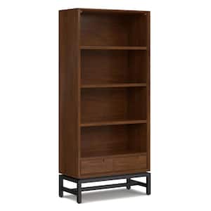 Banting SOLID WOOD and Metal 66 in. x 30 in. Rectangle Industrial Bookcase in Walnut Veneer