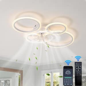 33.5 in. Smart Indoor Low Profile Ceiling Fan with Modern LED Light, 3-Color, 6-Speed Remote Control