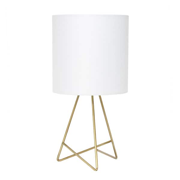 Creekwood home Glamora 14 in. Modern Chic Wire Table Lamp, for Living Room, Bedroom, Home Decor, Gold with White Shade