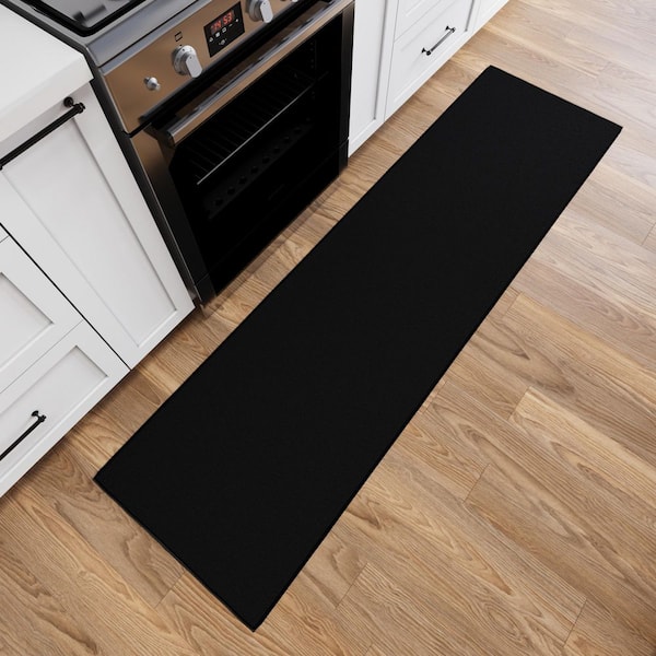 Ottomanson Indoor 3 ft. x 8 ft. Black Non-Slip Runner Rug For