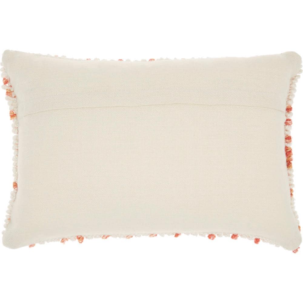 Coral and White Embroidered Square Throw Pillow Set