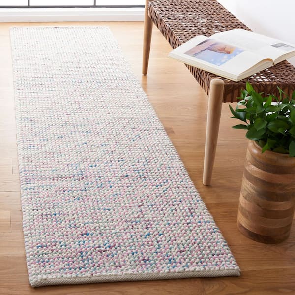 Vermont 2 ft. x 8 ft. Ivory/Purple Knitted Runner Rug