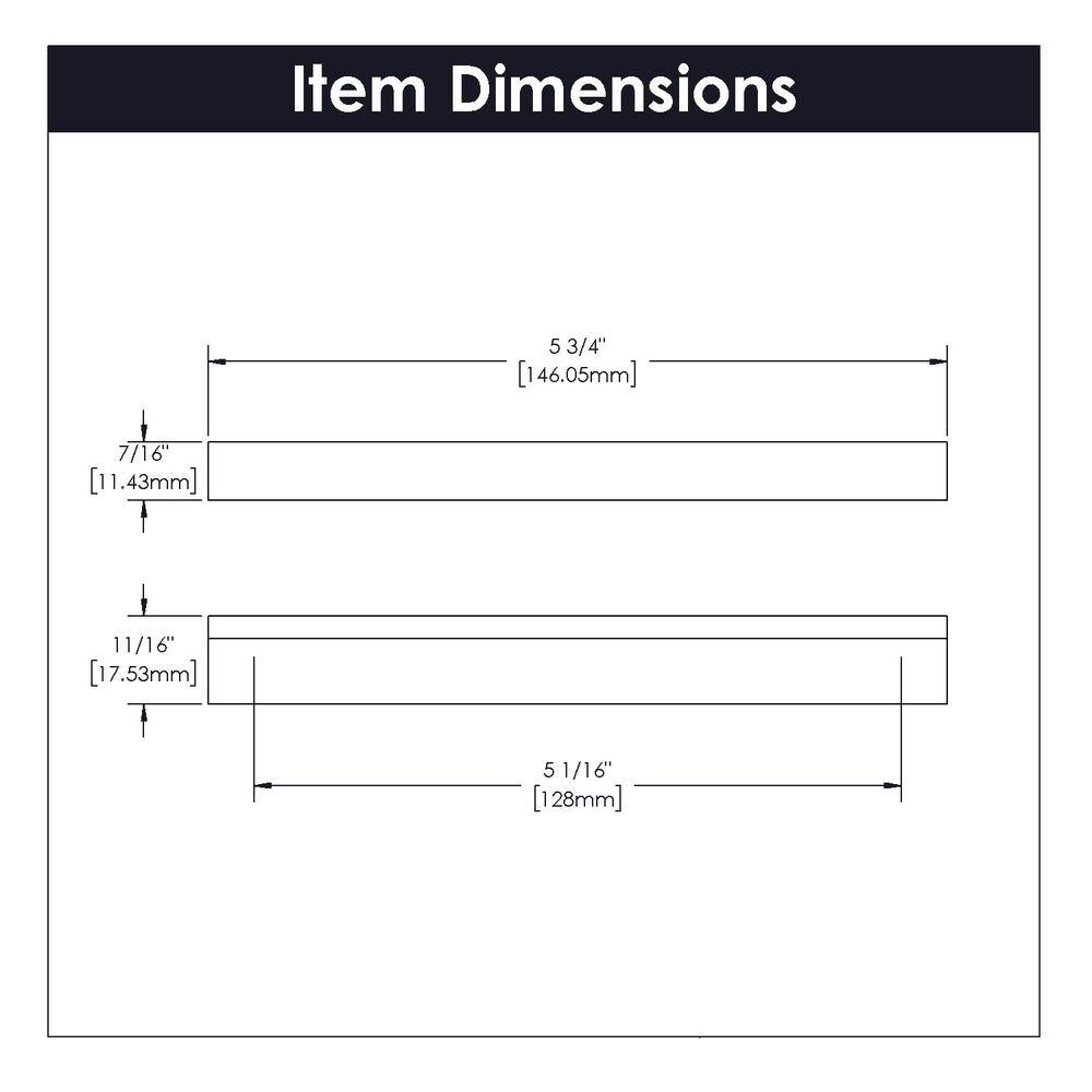 Flat Onyx Aluminum Modern Finger Cabinet Pulls, 5-3/4 Inch