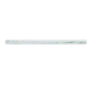 Grandis 0.8 in. x 12 in. Pearl White Marble Honed Pencil Liner Tile Trim (0.667 sq. ft./case) (10-pack)