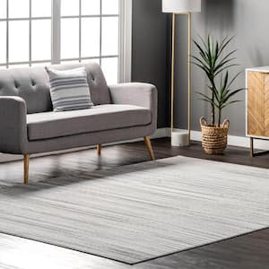 Kiley Faded Serene Stripes Gray 4 ft. 3 in. x 6 ft. Area Rug