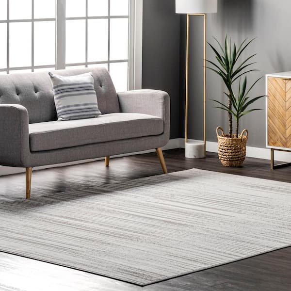 Kiley Faded Serene Stripes Gray 4 ft. 3 in. x 6 ft. Area Rug