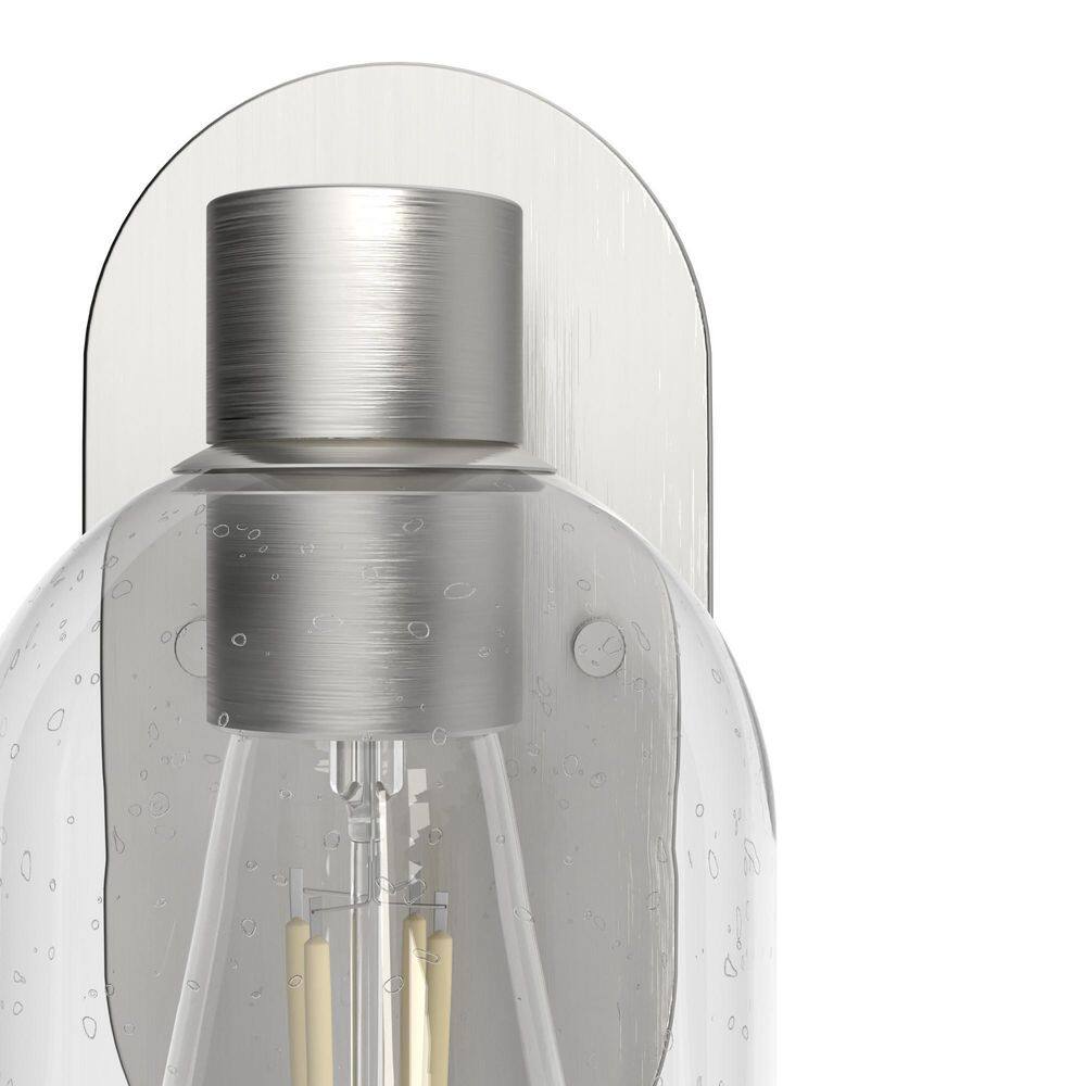 Lochmeade Dimmable Brushed Nickel Outdoor Wall Sconce with Clear Glass