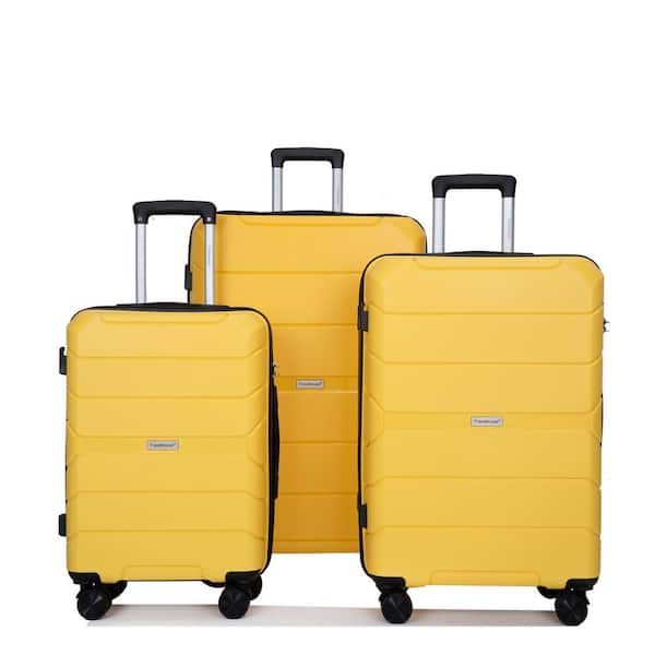 Aoibox New Hardshell Luggage Set in Yellow 3-Piece Lightweight
