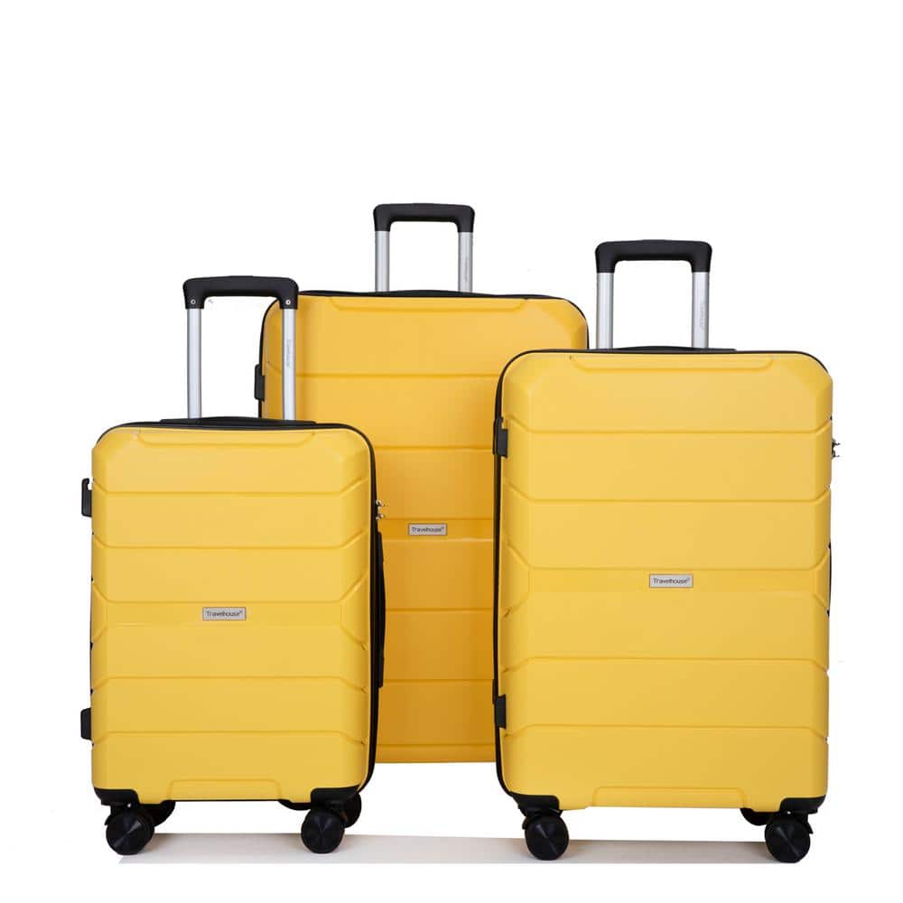 Aoibox New Hardshell Luggage Set in Yellow 3-Piece Lightweight Spinner ...
