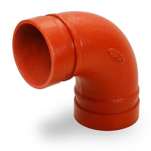 6 in. Grooved Ductile Iron 90° F-Elbow Long Radius, Joins Pipes in Wet and Dry Systems Full Flow in Orange