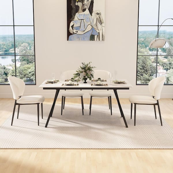 Magic Home 63 in. White Rectangle Sintered Stone Tabletop with