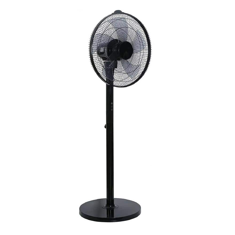 14 in. 12 fan speeds Pedestal Fan in Black w/Remote Control, 90 Degree Hori