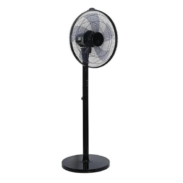 14 in. 12 fan speeds Pedestal Fan in Black w/Remote Control, 90 Degree Horizontal Wide Angle Oscillating, 9 Hours Timer