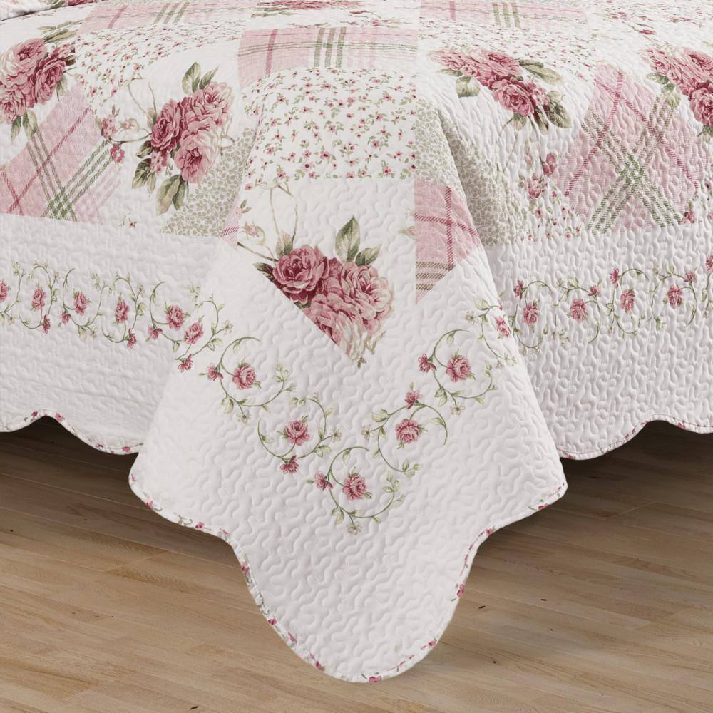 King Rose Reversible Cotton Quilt Set with Shams