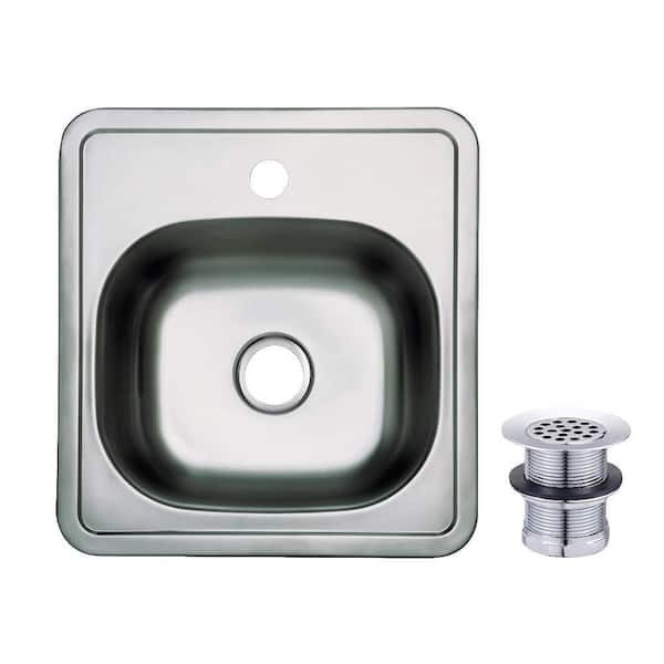 Studio Stainless Steel 15 in. 1-Hole Self-Rimming Drop-In Bar Sink in Stainless Steel