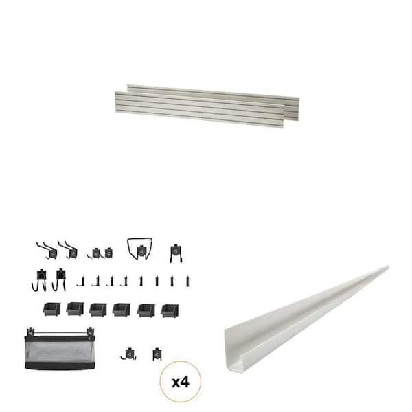 GearWall 8 ft. W Panel Trim, GearTrack Hook Kit 2 and 96 in. W Wall Panel Combo (6-Pack, 2-Pack)