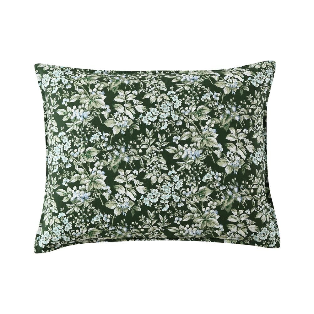 Bramble Floral Green Cotton King Duvet Cover Set