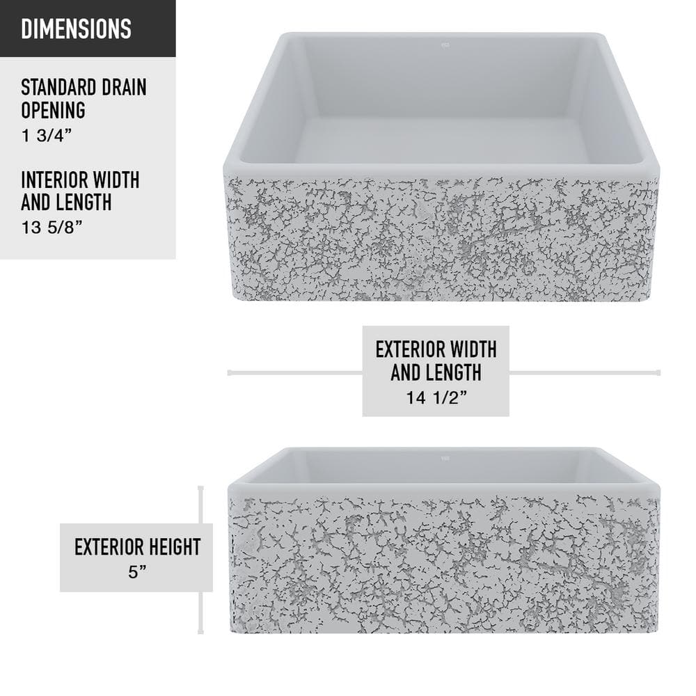 Aster 15" Ash Gray Concrete Square Vessel Bathroom Sink