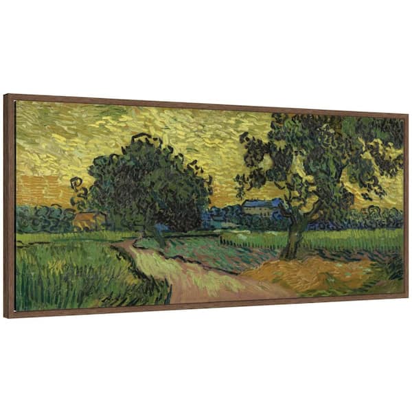 Sylvie "Landscape at Twilight Van Gogh" by Nostalgia Prints Landscape Framed Canvas Art Print 18 in. x 40 in.