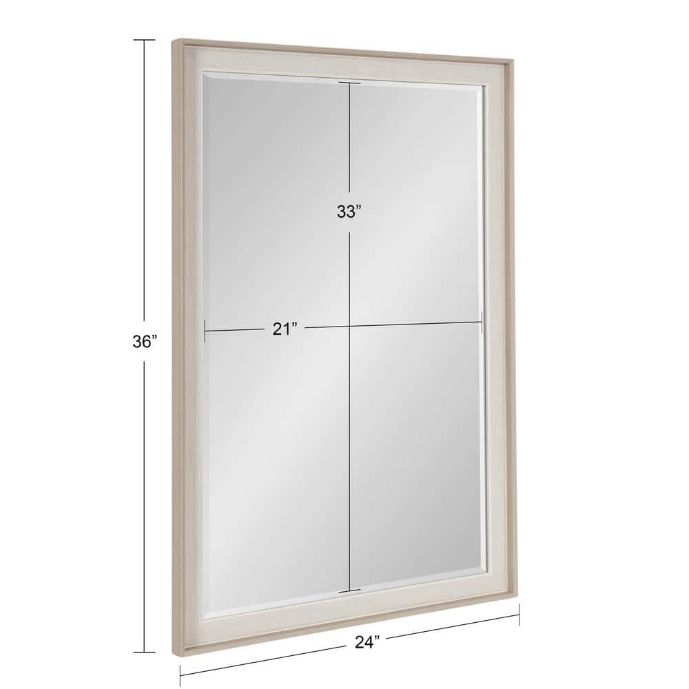 Natural Linen Texture Rectangular Wall Mirror with Beveled Edge