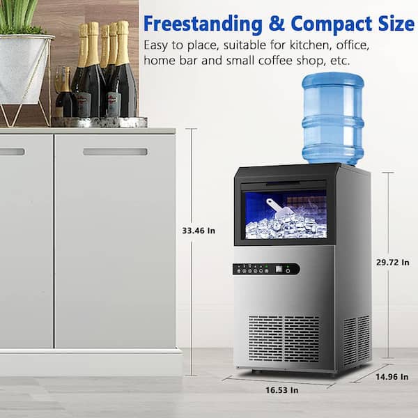 15KG/24H Ice Maker Mini Small Round Ice Stainless Steel Desktop Manual  Commercial Bar Ice Cube Making Machine