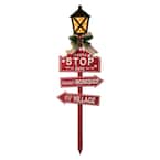 42 in. H Wooden Christmas Yard Stake with LED