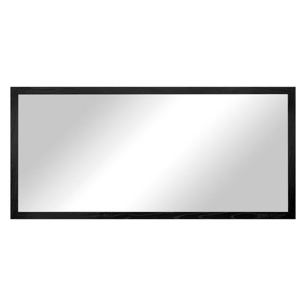 2 in Black Frame (30 in. W x 69 in. H) Oak Hardwood Rectangle Wall Mirror