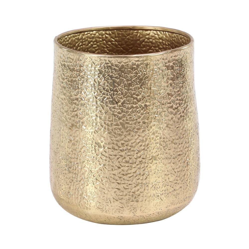 Gold Hammered Aluminum Indoor Outdoor Planter Set of 3
