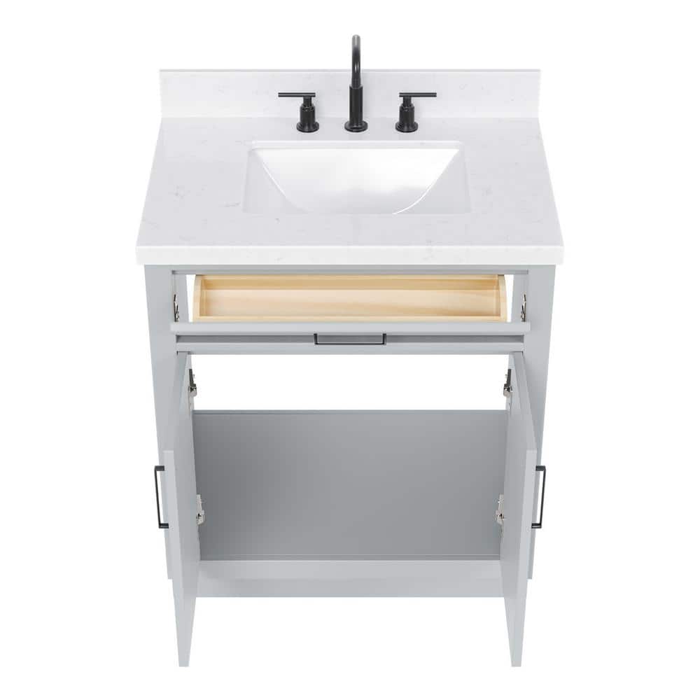 Hepburn 30" Grey Freestanding Single Basin Vanity with Quartz Top