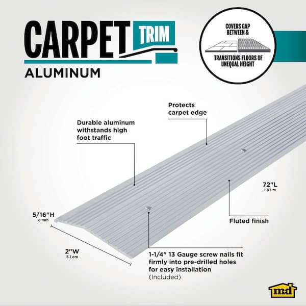 2"X 72" SILVER ALUMINUM CARPET TRIM W/SCREW NAILS