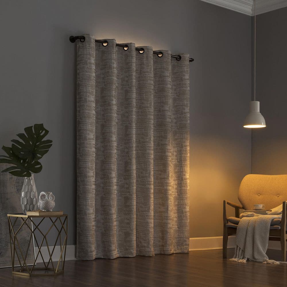 96" x 40" Beige Linen Blackout Grommet Curtain Panel