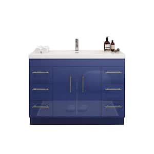 Elsa 47.24 in. W x 19.69 in. D x 35.44 in. H Bathroom Vanity in High Gloss Night Blue with White Acrylic Top